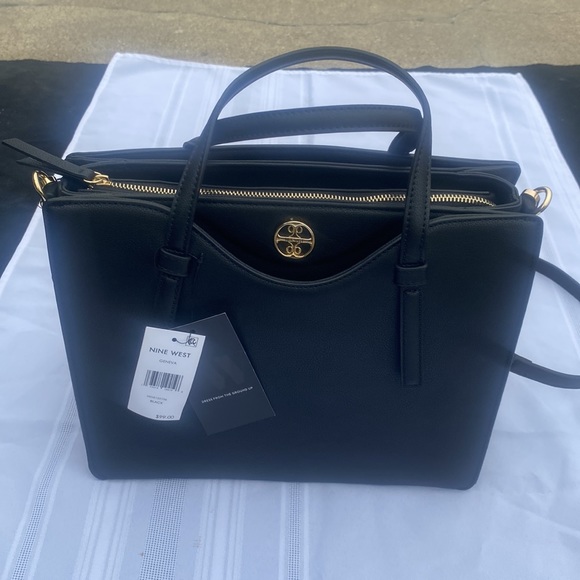 NWT Nine West Black Satchel Handbag/Crossbody - Picture 2 of 4